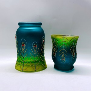 Candlestick Glass Candle Jar ඉටිපන්දම් මංගල සැරසිලි කට්ටලය 4