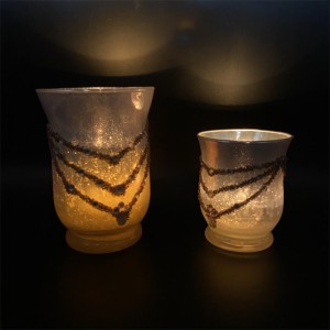 Mbajtëse qirinjsh qelqi për dekorimin e shtëpisë me çaj çaj