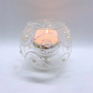 Candlestick მინის სანთლის ქილა Candlejar საქორწინო დეკორაცია