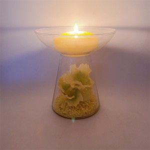 Tin-aw nga Glass Candle Holders nga Dekorasyon sa Kandila nga Candlestick