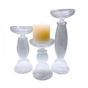 Tin-aw nga Glass Candle Holders nga Dekorasyon sa Kandila nga Candlestick