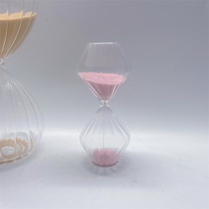 Cronometru din sticlă de nisip model cu dungi transparente pentru majoritatea articolelor de cadouri de sărbători pentru festivaluri 3 minute set de 4 roz, albastru și bej