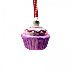 Kedatangan Baru Kaca Kue Ornamen Kaca Hadiah Buatan Tangan Glitter Candy Kaca Kue Makanan Model Kaca Ornamen