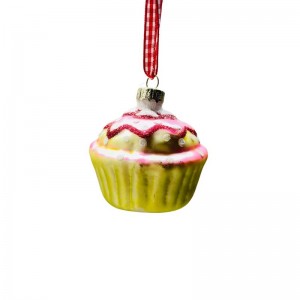 Kedatangan Baru Kaca Kue Ornamen Kaca Hadiah Buatan Tangan Glitter Candy Kaca Kue Makanan Model Kaca Ornamen