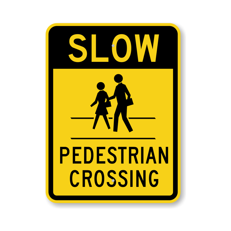 Pedestrian Crossing Regulatory Sign In Driving