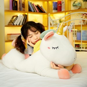 တရုတ်စက်ရုံထုတ်လုပ်သူ စိတ်ကြိုက်ပြုလုပ်ထားသော တိရိစ္ဆာန်များ Unicorn Soft Toy အကြီးစား Plush ခေါင်းအုံး