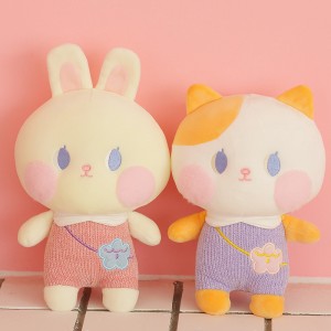 Pabrik Penjualan Langsung Soft Toy Farm Animals Babi Cat Rabbit Claw Machine Plush Dolls Kanggo Bocah-bocah wadon