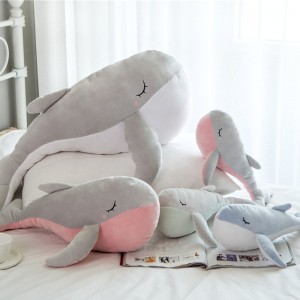CE CPSC ST Decorative Soft Whale Stuffed Toy Plush Pillow Sea Animal Toys Bakeng sa Bana