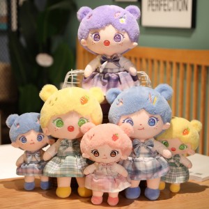 Hot Sale ලස්සන අභිරුචි Kpop Doll Baby Girl Cotton Doll Mascot with Dress with Kids
