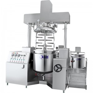 Double hydraulic cylinder emulsion mixer machine