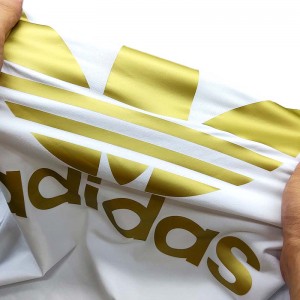 Naljepnice s logotipom prijenosa topline na zlatno-srebrnoj foliji prilagođene svili