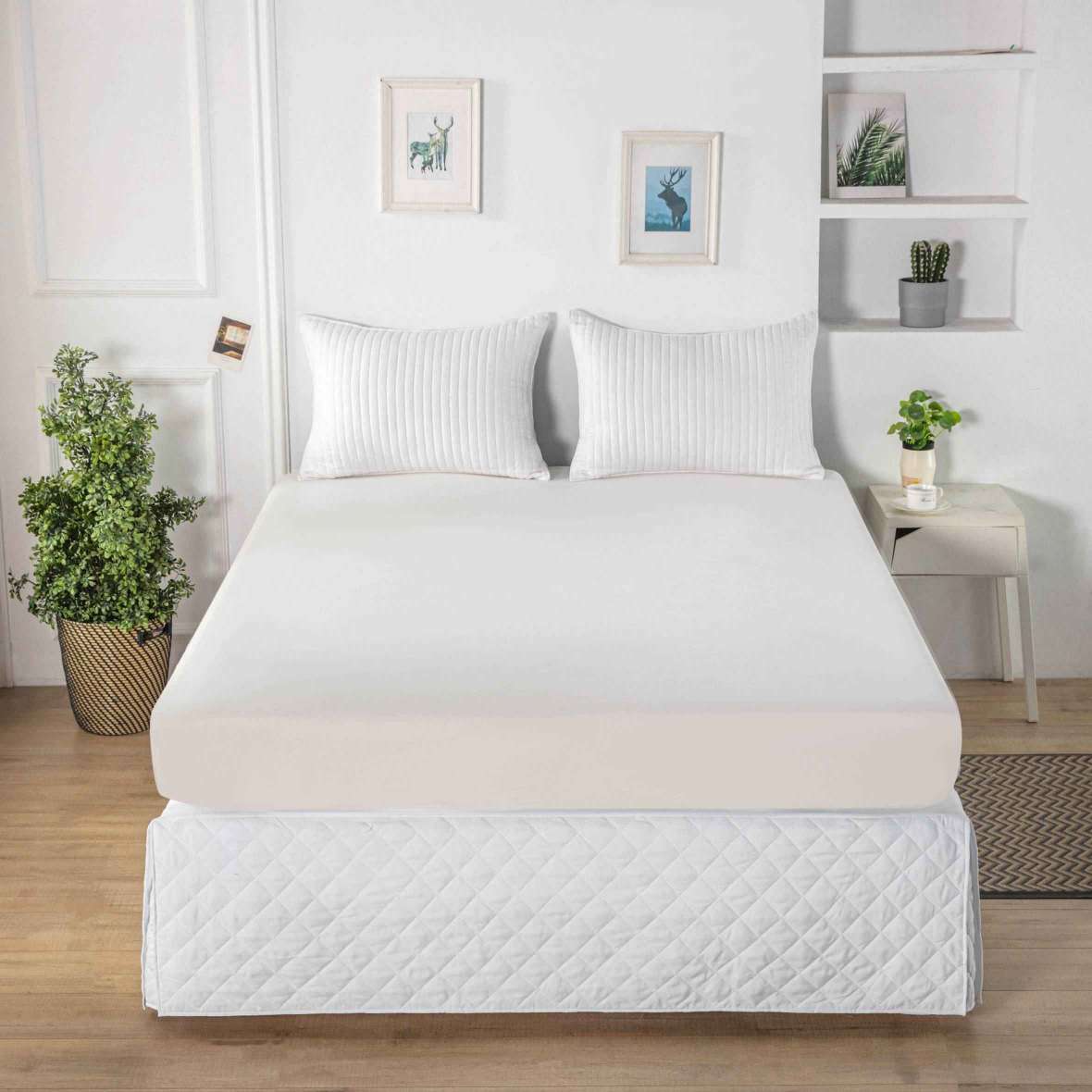 Quilted White beautiful bed skirt make your bed and bedding room beauty