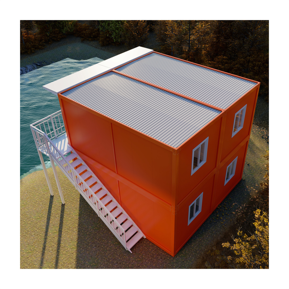 Orange Modern Aluminum Resort 20ft 40ft Prefab Container House For Coffee Shop