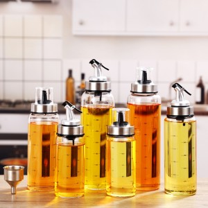 Amazon Borosilicate Sauce Cruet Measuring Glass Bottle Cooking Olive Oil Vinegar Dispenser na may Pour Spout