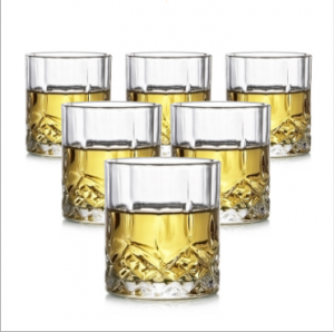 wholesale Amazon 11oz High quality barware elegant drinking cups engraved diamond bottom crystal cut glass cup whiskey glass Tumble