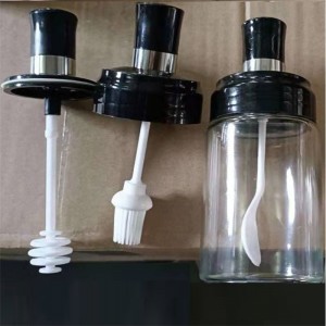Grosir 250 ml Dapur Wadah Penyimpanan Botol Bumbu Kaca Bumbu Garam Gula Disegel Jar dengan Sikat dan Sendok Pot Minyak