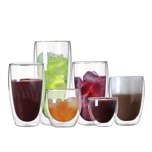 Multi specification size heat resistant double layer glass double layer high borosilicate glass water cup wholesale amazon suppliers