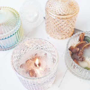 Фабричка директна стаклена тркалезна чаша за свеќи може да се наполни со восочно стаклено држач за свеќи, прилагодено LOGO прскање