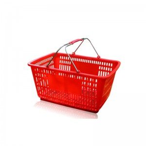 Paniers à provisions en plastique d'accessoires de supermarché avec des roues de PVC