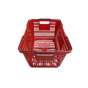 Mga Supermarket Accessories Mga Plastic Shopping Basket na May Pvc Wheels