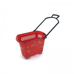 Dodatki za supermarkete Plastične nakupovalne košare s pvc kolesi