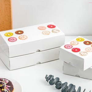 दुई डोनट प्याकेजिङ पेपर बक्स बेक्ड ब्रेड वेस्टर्न पेस्ट्री बक्स एकल २ सेल १ सेल डिस्पोजेबल प्याकेजिङ बक्स