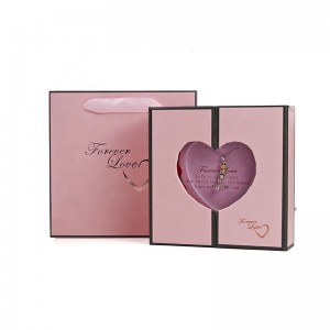Bungkusan Kalung Kertas Pink Perhiasan Adat Perhiasan Poé Valentine Kotak Hadiah Sareng Paket Tas