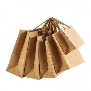 손잡이가 달린 종이 봉투를 가져간 맞춤형 로고 식품이 포함된 KED 크래프트 종이 봉투
