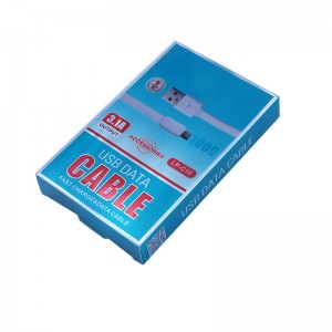 USB データケーブル用のカラー印刷を施した高品質コート紙ボックス、PVC 窓付きギフト包装ボックス
