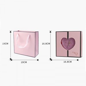 Collar de papel rosa Embalaje de joyería Joyas personalizadas Paquete de caja y bolsa de regalo para el día de San Valentín