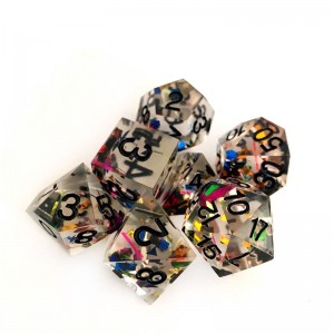 China Wholesale Custom Online Dice Manufacturers –  Color bar black pointed dice set – Tianqi