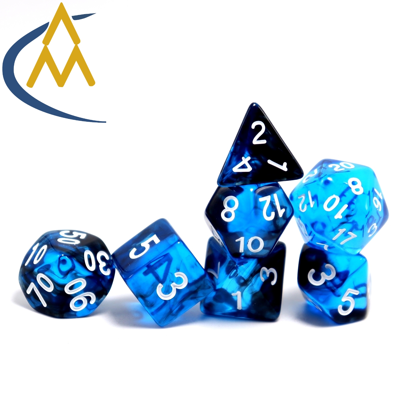 New acrylic dice round corner dice two-color transparent dungeons and dragons