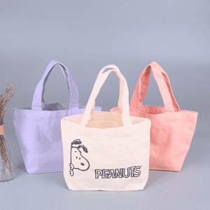 Colorful Pure Cotton Canvas Tote Bag Gusset Thick Customized Shopping Tote