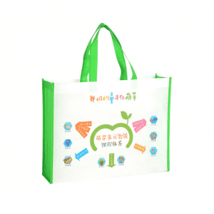Attractive design  white green non woven recycled shopping tote bag