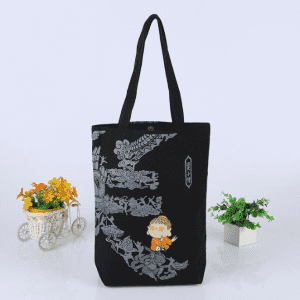 custom design Palin blank organic black canvas cotton tote bag with gusset