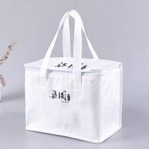 Bolsa de Alimentos Zipper White Lunch Cooler Bag Insulation Folding Picnic Portable Food Delivery Bag Food Thermal Bag