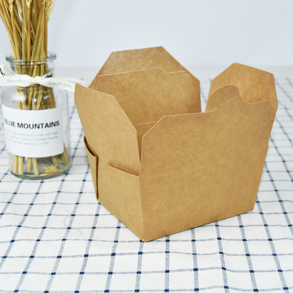 Veľkoobchodný kraftový papierový obedový box skladané papierové nádoby na jedlo