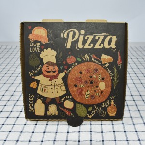 Scatole per pizza in carta kraft ondulata nera persunalizata cù logu