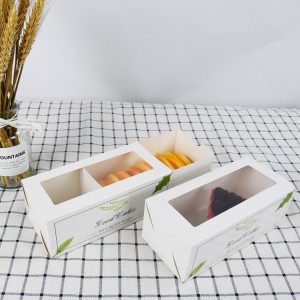 Låda stil vit kartong Pappersbröd Box Matförpackning med fönster
