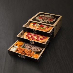 بسته بندی سفارشی موجدار 3 لایه جعبه پیتزا سه طبقه