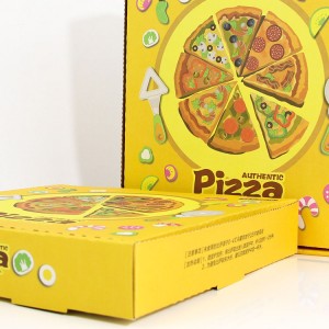 Орчин үеийн загварын хүнсний сав баглаа боодлын тугалган цаас тамгатай цагаан карттай пиццаны хайрцаг