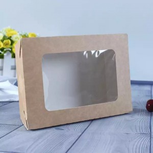 Disposable Salad Takeaway Kraft Food bungkusan Paper Box Jeung Windows