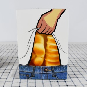 Caja de papel personalizada con diseño de pan tostado para hamburguesas y pan muscular creativo bonito