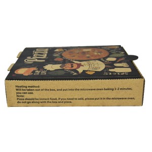लोगो के साथ थोक कस्टम काले नालीदार क्राफ्ट पेपर पिज्जा बॉक्स