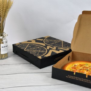 Anpassad 8 12 14 tums kartong korrugerad svart pack pizzalådor med logotyp