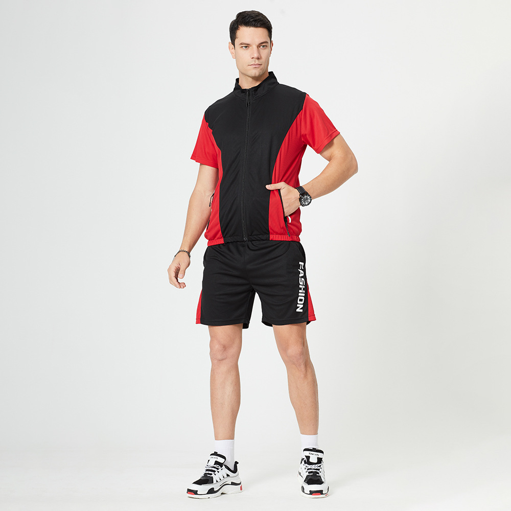 ओएम सादा खाली टी शर्ट र शर्ट्स सेट फेसन शैली पुरुष जिम खेलकुद फुल जिप अप माथि र छोटो प्यान्ट सूट