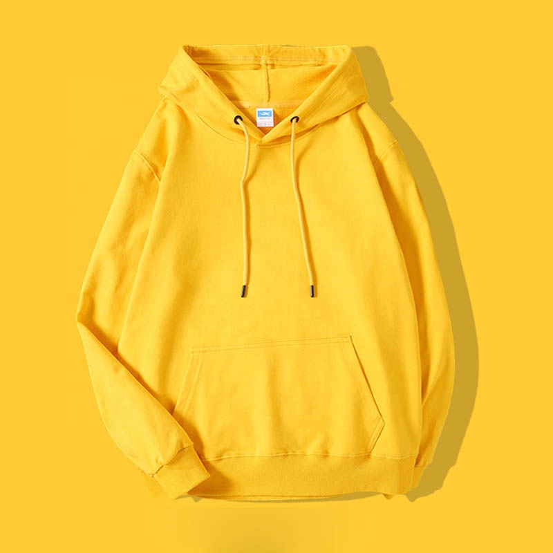 Sudadera e sudadera con capucha lisas pesadas de outono inverno para homes e mulleres personalizar o teu logotipo Sudadera amarela por xunto de tecido premium