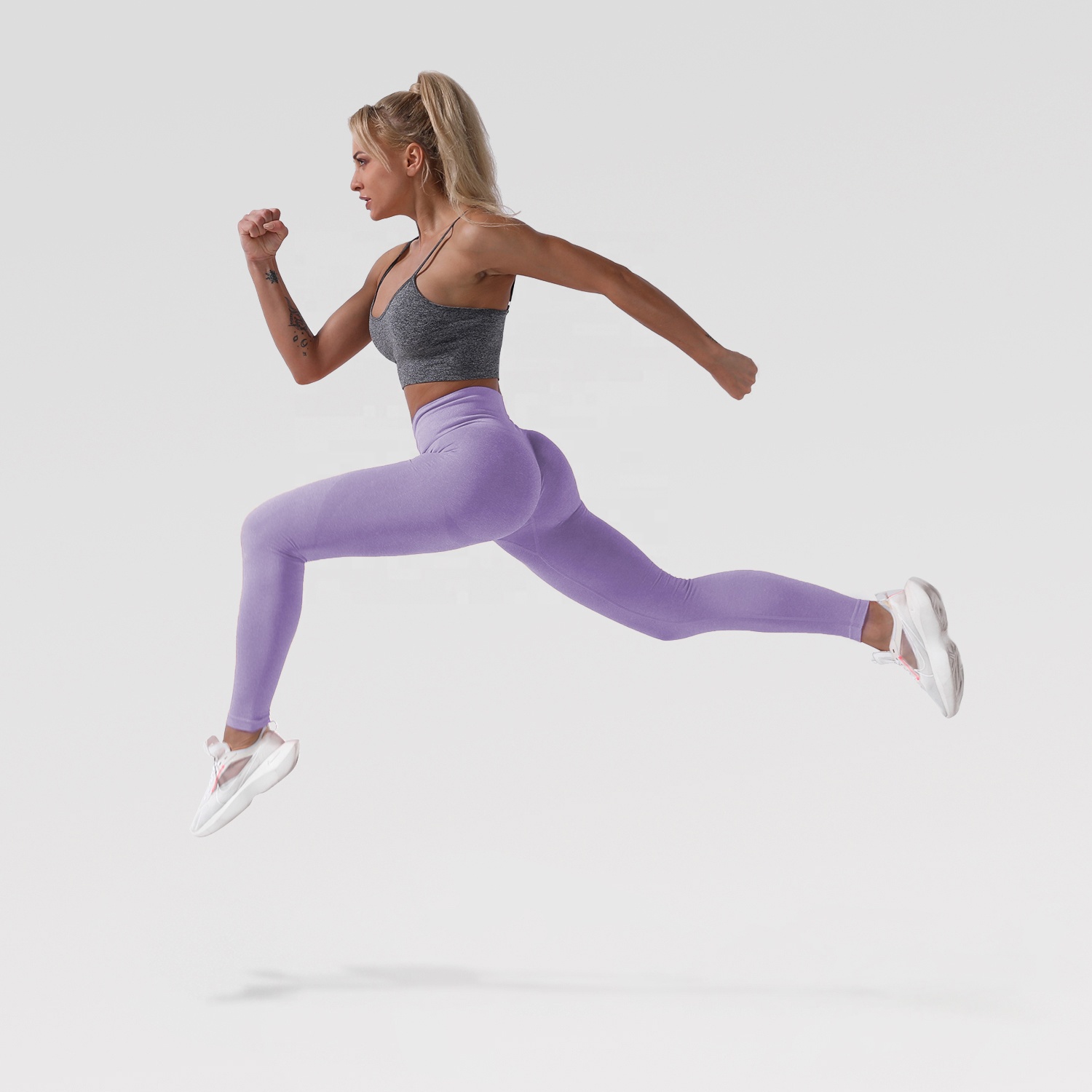 Leggings deportivos en branco lisos por xunto Pantalóns jogger de carreira súper lixeiros para mulleres, muller, nena, personaliza o teu logotipo