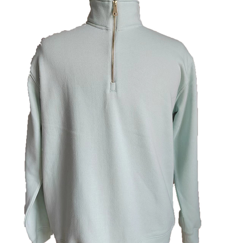 Malambot 50 cotton 50 recycled polyester oversized crewneck quarter zip sweatshirt na disenyo ng hoodies