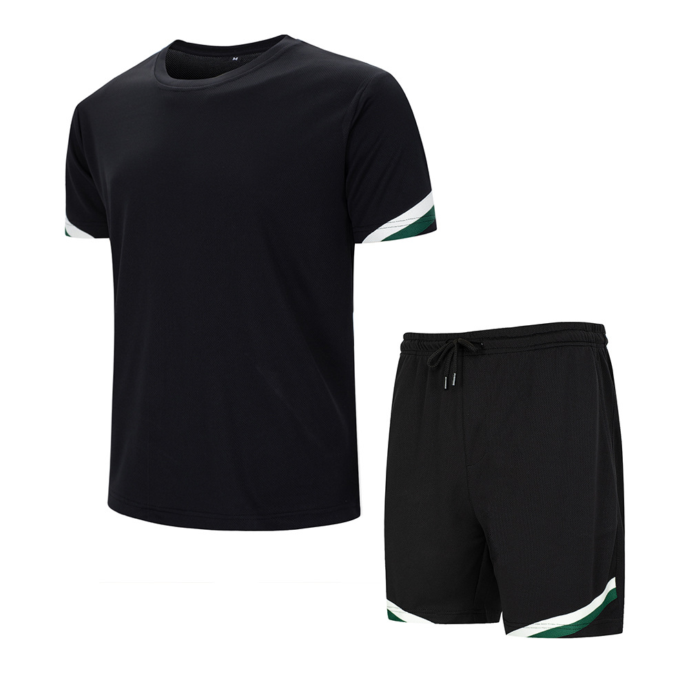 Roupa de ximnasia para homes, camisetas e pantalóns curtos de manga curta de malla